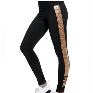 PINK Victoria's Secret foldable bling leggings Gold M